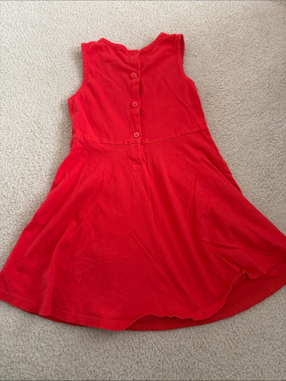 Girls Orangish Red Sleeveless Crochet Fit-and-Flare Dress - Picture 3 of 3